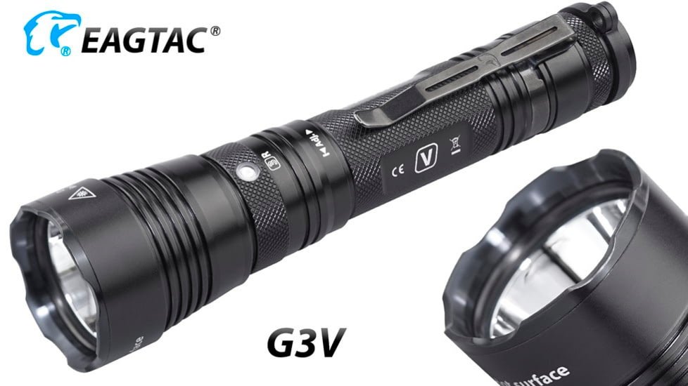 EAGTAC G3V XHP70.2 Flashlight, 21700 5000mAh li-ion, NW LED, 2990 Lumen, Black, G3V-XHP702-NW