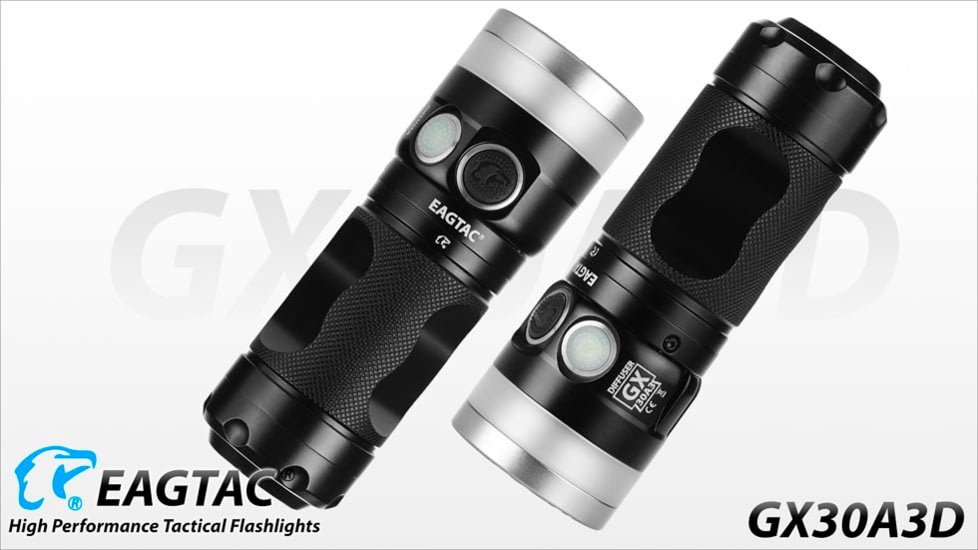EAGTAC GX30A3-D Flashlight, XPL HI CW w/ LEDarray LED, 1330lm w/ 1000lm, Black, GX30A3-Diffuser-XPLHI-CW