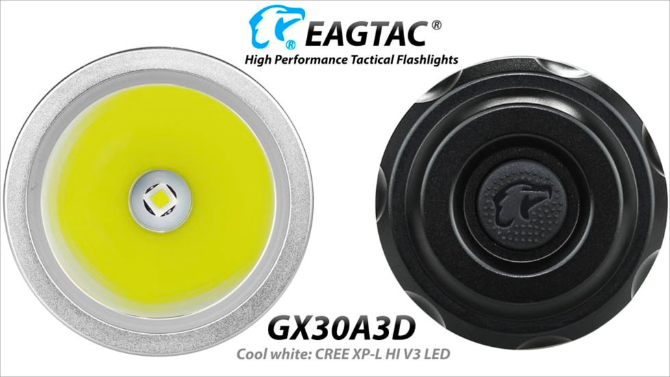 EAGTAC GX30A3-D Flashlight, XPL HI CW w/ LEDarray LED, 1330lm w/ 1000lm, Black, GX30A3-Diffuser-XPLHI-CW