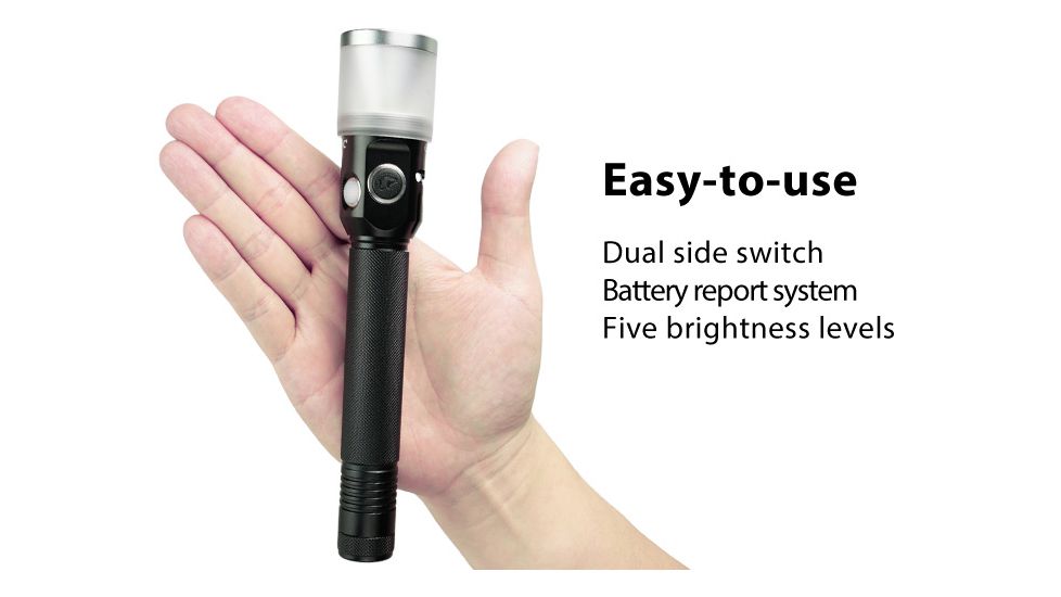 Eagtac GX30L2-DR Flashlight, XPL HI CW w/ LEDarray LED, 1700lm w/ 820lm, Black, GX30L2R-Diffuser-XPLHI-CW