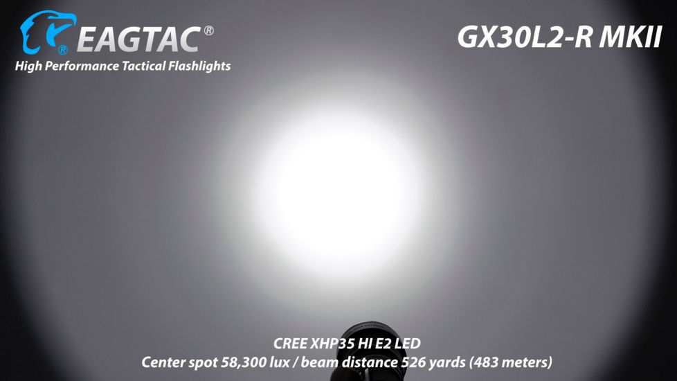 EAGTAC GX30L2-R MKII Flashlight, XHP35 HD CW LED, 2000lm, Black, Medium 4124