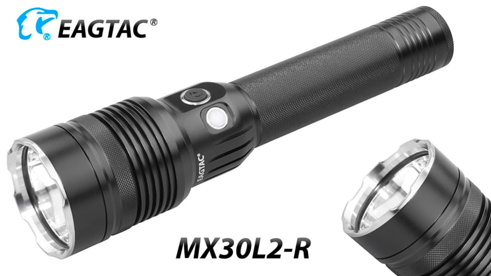 EAGTAC MX30L2R XHP70.2 Flashlight, 32650 13000mAh li-ion, NW LED, 4205 Lumen, Black, MX30L2R-XHP702-NW