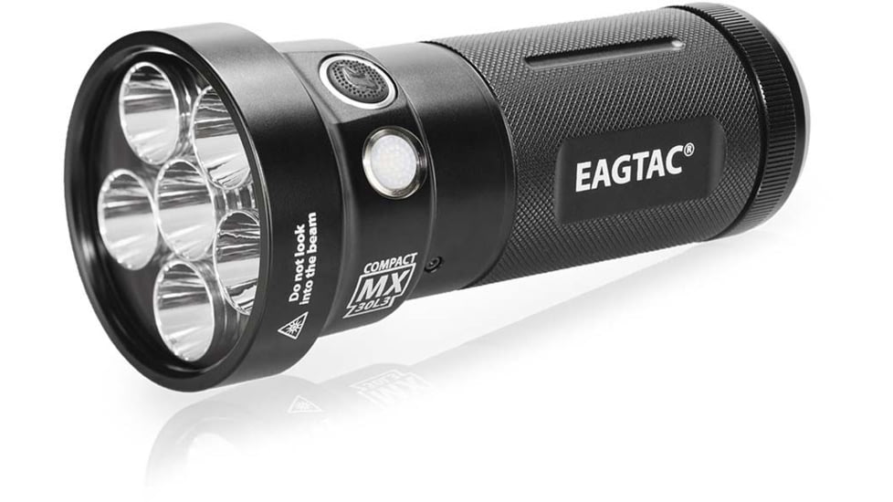 EAGTAC MX30L3-CR Flashlight Kit, 6 Nichia 219B 5700K CRI92 R9050 SW57 D220 LED, 3600lm, Black, MX30L3CR-6*SST20-KIT-NW