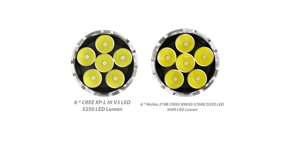 EAGTAC MX30L3-CR Flashlight Kit, 6 Nichia 219B 5700K CRI92 R9050 SW57 D220 LED, 3600lm, Black, MX30L3CR-6*SST20-KIT-NW