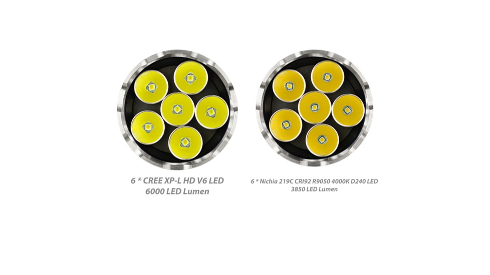 EAGTAC MX30L3-CR Flashlight Kit, 6 Nichia 219B 5700K CRI92 R9050 SW57 D220 LED, 3600lm, Black, MX30L3CR-6*SST20-KIT-NW