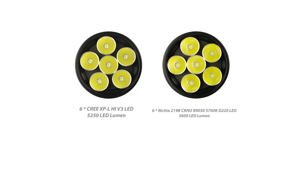 EAGTAC MX30L3-CR Flashlight Kit, 6 Nichia 219B 5700K CRI92 R9050 SW57 D220 LED, 3600lm, Black, MX30L3CR-6*SST20-KIT-NW