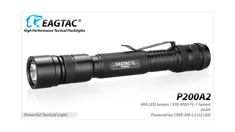 EAGTAC P200A2 Flashlight, UV 365nm, 1000 mW, Black, 1000 mW, P200A2-UV365NM