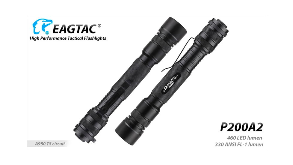 EAGTAC P200A2 Flashlight, UV 365nm, 1000 mW, Black, 1000 mW, P200A2-UV365NM