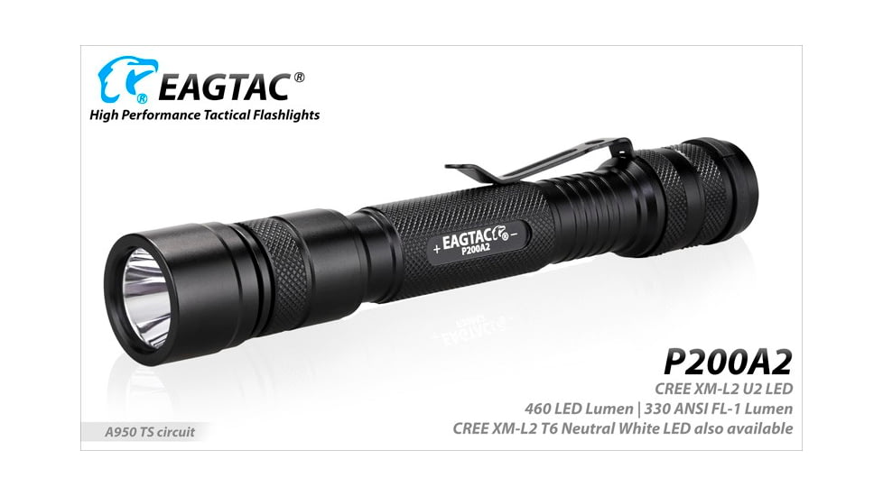 EAGTAC P200A2 Flashlight, UV 365nm, 1000 mW, Black, 1000 mW, P200A2-UV365NM