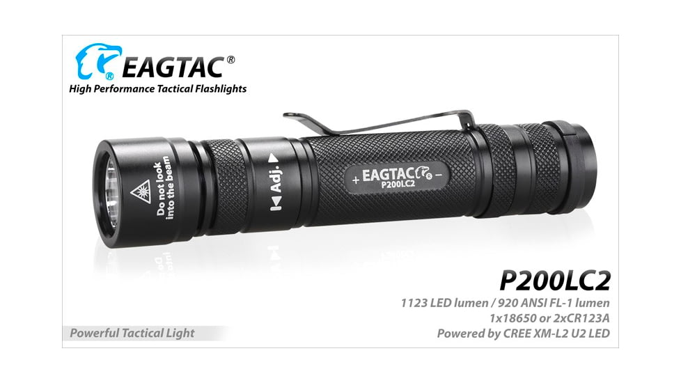 EAGTAC P200LC2 Flashlight, UV 365nm, 1000 mW, Black, 1000 mW, P200LC2-UV-365NM