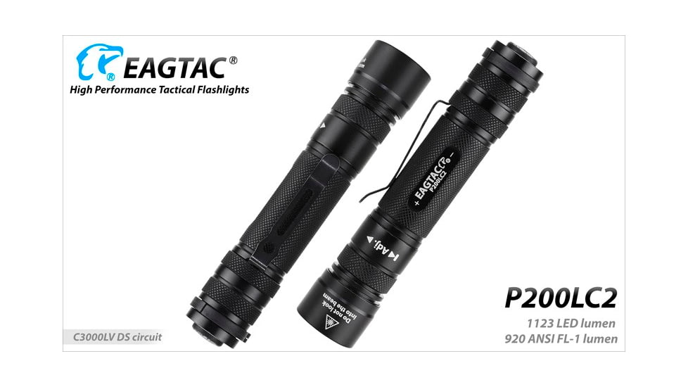 EAGTAC P200LC2 Flashlight, UV 365nm, 1000 mW, Black, 1000 mW, P200LC2-UV-365NM