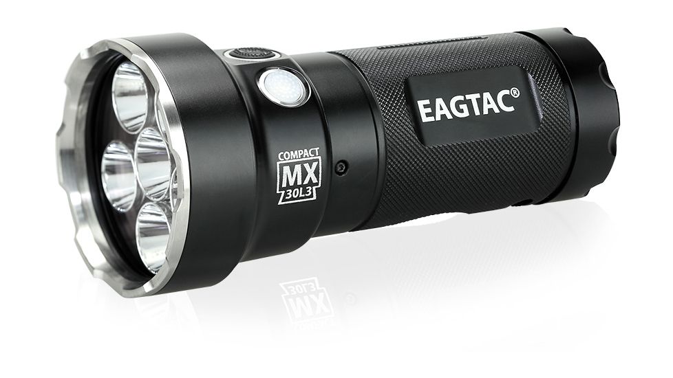 Eagtac Rechargeable MX30L3C-R 6XPL HD 6000 Lumens LED Flashlight Kit, Black, Medium, 2888