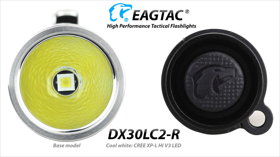 Eagtac Rechargeable DX30LC2-R XPL HI 1160 Lumens LED Flashlight Kit, Black, Medium, DX30LC2RXPLHIKIT