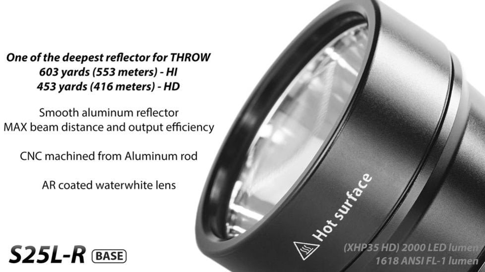 EAGTAC S25L-R Base Flashlight, XHP35 HI NW LED, 1750lm, Black, S25LR-XHP35-HI-BASE-NW