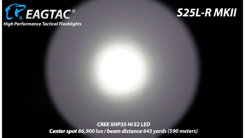 EAGTAC S25L-R Flashlight Kit, XHP35 HI CW LED, 1870lm, Black, Medium 4157
