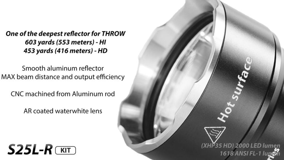 EAGTAC S25L-R Flashlight Kit, XHP35 HI NW LED, 1750lm, Black, S25LR-XHP35-HI-KIT-NW