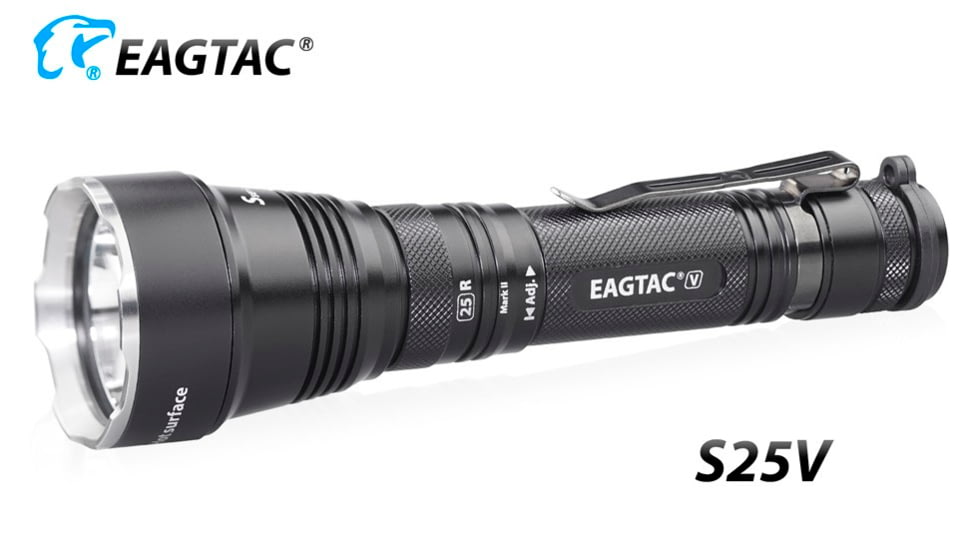 EAGTAC S25V CSLPM1 Flashlight, 21700 5000mAh li-ion, CW LED, 1200 Lumen, Black, S25V-CSLPM1-CW