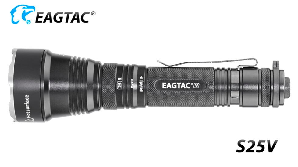 EAGTAC S25V CSLPM1 Flashlight, 21700 5000mAh li-ion, CW LED, 1200 Lumen, Black, S25V-CSLPM1-CW