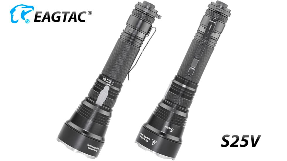 EAGTAC S25V CSLPM1 Flashlight, 21700 5000mAh li-ion, CW LED, 1200 Lumen, Black, S25V-CSLPM1-CW