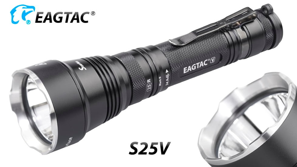 EAGTAC S25V CSLPM1 Flashlight, 21700 5000mAh li-ion, CW LED, 1200 Lumen, Black, S25V-CSLPM1-CW