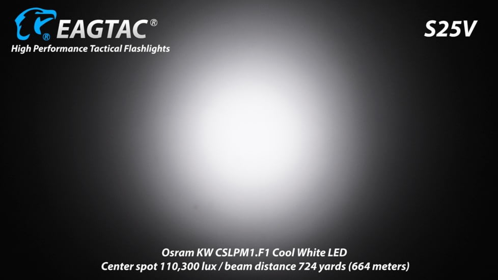 EAGTAC S25V CSLPM1 Flashlight, 21700 5000mAh li-ion, CW LED, 1200 Lumen, Black, S25V-CSLPM1-CW