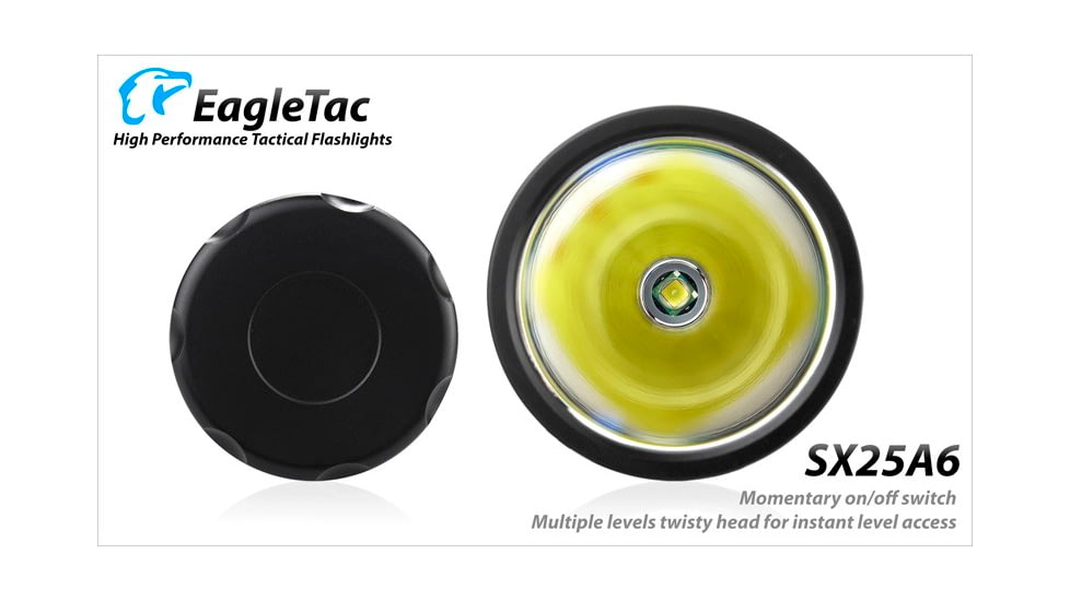 EAGTAC SX25A6 Flashlight, XM-L2 CW U4 LED, 1494lm, Black, SX25A6-XML2-BASE-CW