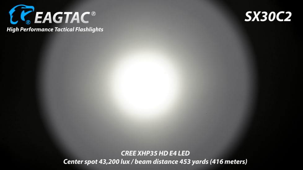 EAGTAC SX30C2 Base Flashlight, XHP35 HD CW LED, 2000lm, Black, SX30C2-XHP35-HD-BASE-CW