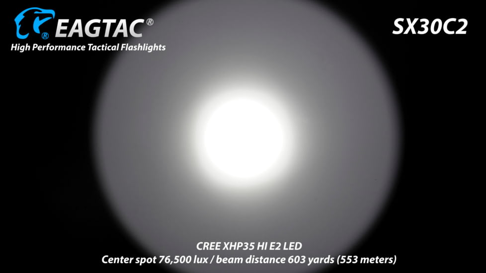 EAGTAC SX30C2 Base Flashlight, XHP35 HD CW LED, 2000lm, Black, SX30C2-XHP35-HD-BASE-CW