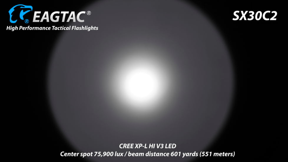 EAGTAC SX30C2 Base Flashlight, XHP35 HD CW LED, 2000lm, Black, SX30C2-XHP35-HD-BASE-CW
