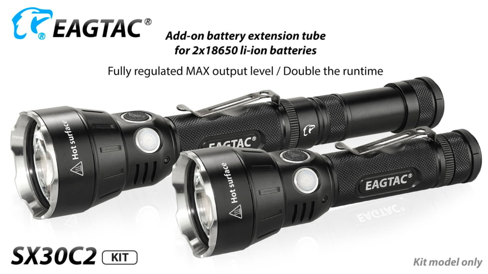 EAGTAC SX30C2 Base Flashlight, XHP35 HD CW LED, 2000lm, Black, SX30C2-XHP35-HD-BASE-CW