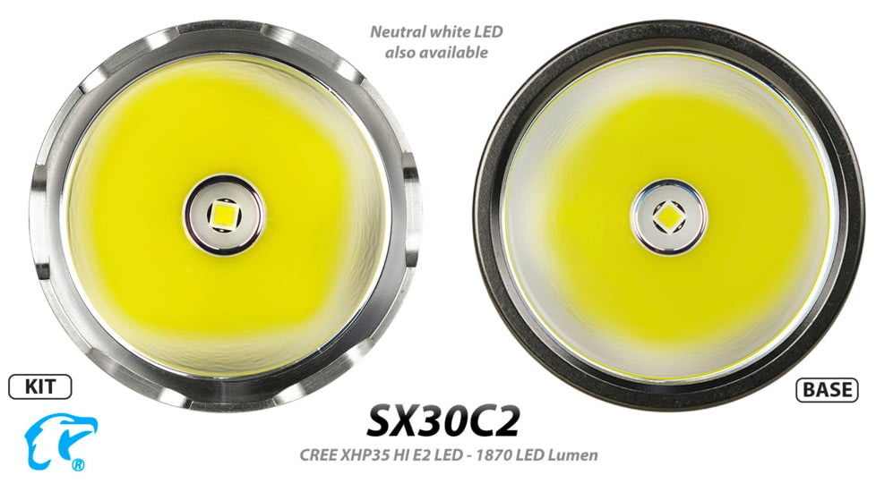 EAGTAC SX30C2 Base Flashlight, XHP35 HD CW LED, 2000lm, Black, SX30C2-XHP35-HD-BASE-CW