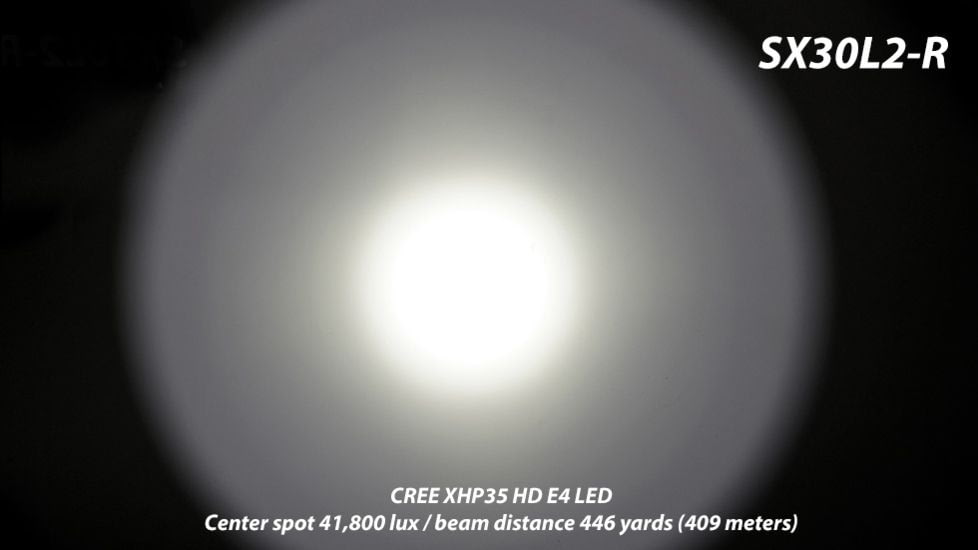 EAGTAC SX30L2-R Flashlight, XHP35 HD CW LED, 2000lm, Black, SX30L2R-XHP35-HD-REG-CW