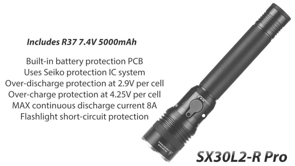EAGTAC SX30L2-R Pro Flashlight, XHP35 HD CW LED, 2000lm, Black, SX30L2R-XHP35-HD-PRO-CW