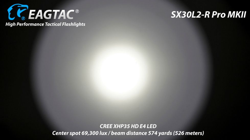 EAGTAC SX30L2-R Pro MK II Flashlight, XHP35 HD CW LED, 2000lm, Black, Medium 4137