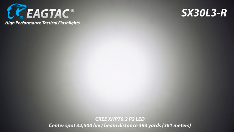 EAGTAC SX30L3-R Flashlight, XHP70.2 CW LED, 4850lm, Black, SX30L3R-XHP702-REG-CW
