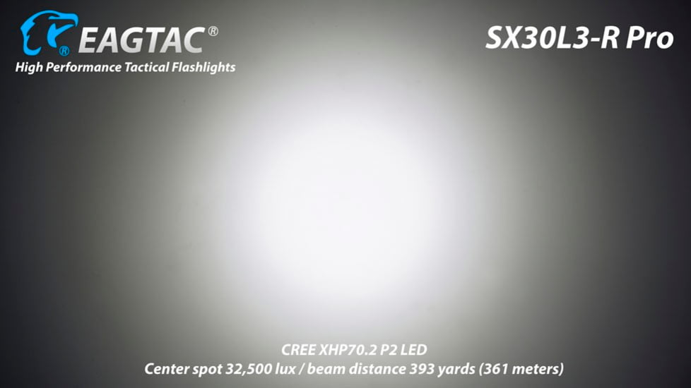 EAGTAC SX30L3-R Pro Flashlight, XHP70.2 CW LED, 4850lm, Black, SX30L3R-XHP702-PRO-CW