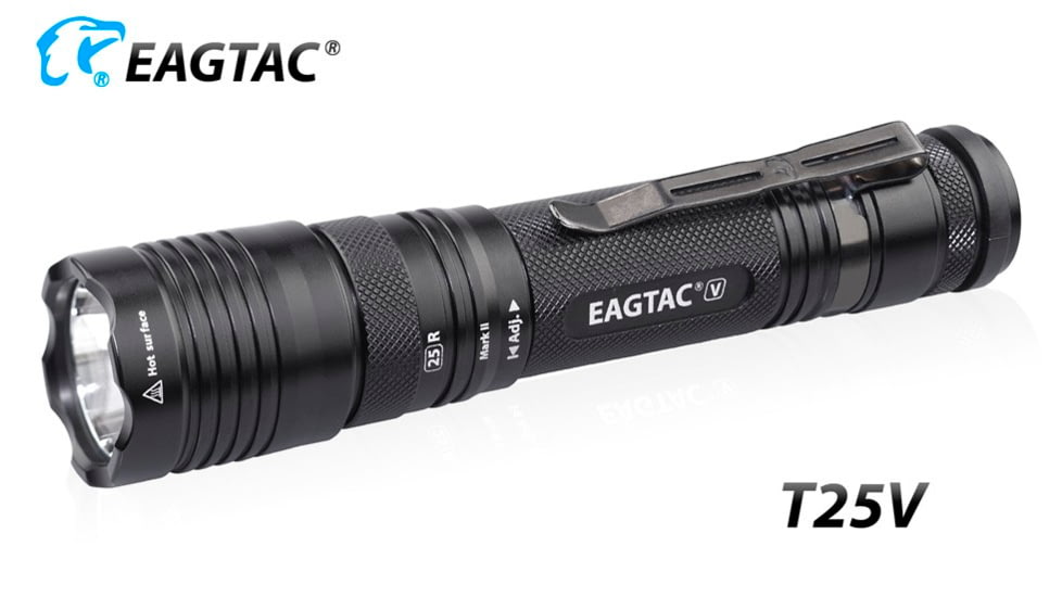 EAGTAC T25V XHP70.2 Flashlight, 21700 5000mAh li-ion, NW LED, 2990 Lumen, Black, T25V-XHP702-NW