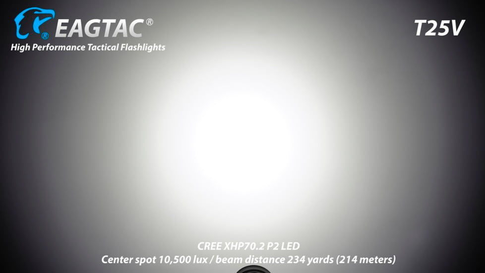 EAGTAC T25V XHP70.2 Flashlight, 21700 5000mAh li-ion, NW LED, 2990 Lumen, Black, T25V-XHP702-NW