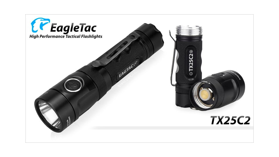 EAGTAC TX25C2 Flashlight, XP-L HI V2 NW LED, 1068lm, Black, TX25C2-XPLHI-BASE-NW