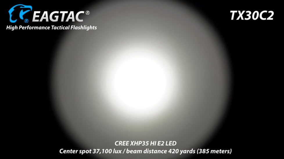 EAGTAC TX30C2 Base Flashlight, Nichia 219C CRI92 4000K LED, 885lm, Black, TX30C2-219C-BASE-NW