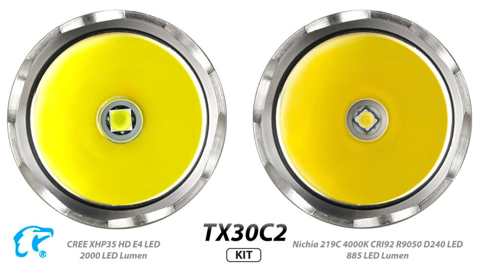 EAGTAC TX30C2 Base Flashlight, Nichia 219C CRI92 4000K LED, 885lm, Black, TX30C2-219C-BASE-NW