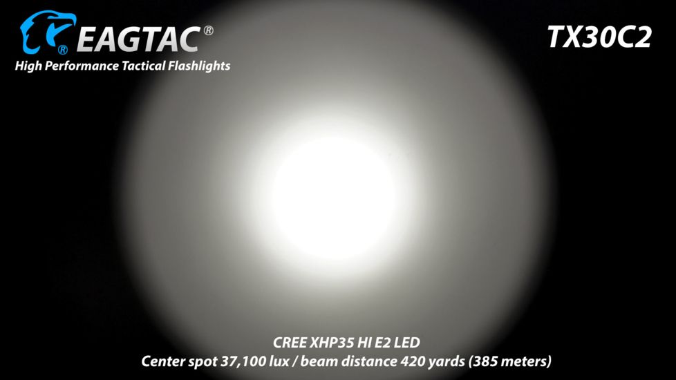 Eagtac TX30C2, XHP35 HD CW LED, 2000 lumens, Black, Flashlight Only, 2938