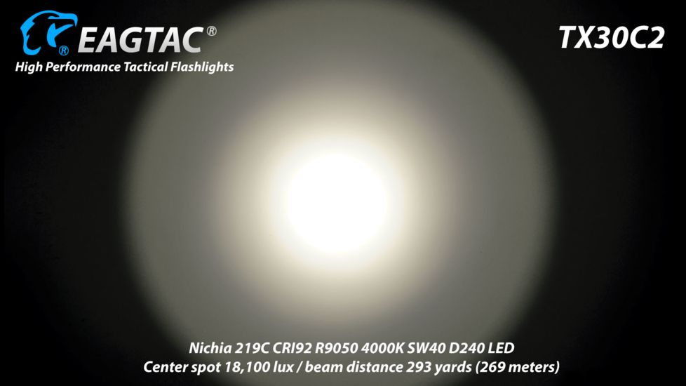Eagtac TX30C2, XHP35 HD CW LED, 2000 lumens, Black, Flashlight Only, 2938