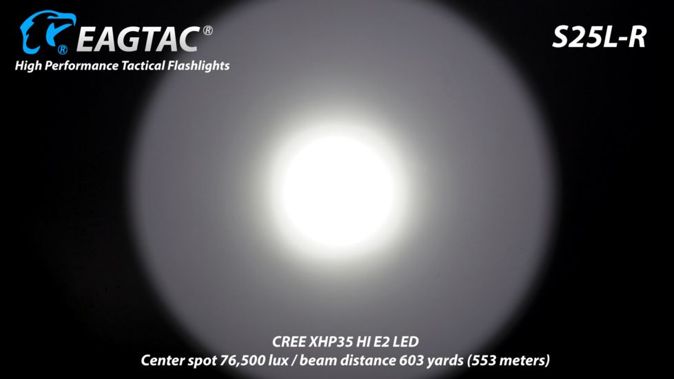 Eagtac USB Rechargeable S25LR XHP35 HI 385 Meter Tactical Flashlight, Black, Medium, S25LRXHP35HI