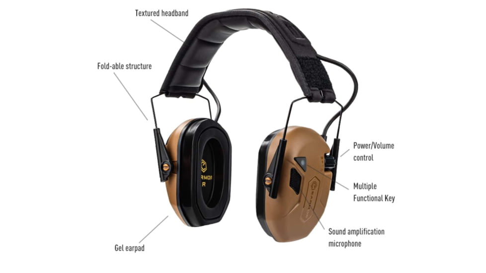 Earmor Sport Shooting Electronic Ear Muffs w/ Gel Earpads Bluetooth, 82dB, Coyote Brown, M300T-CB