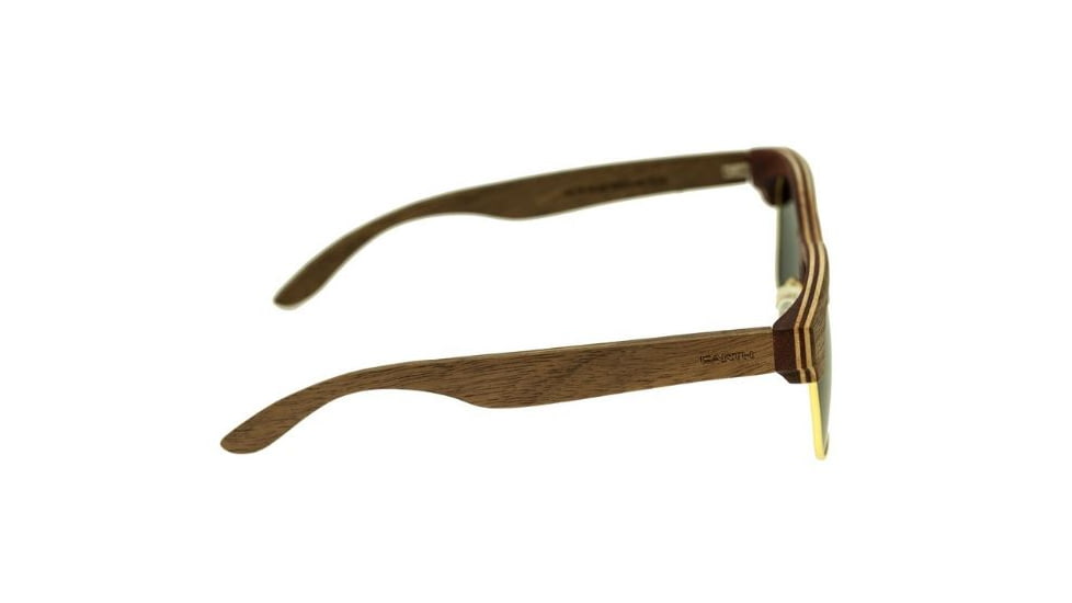 Earth Dade Sunglasses, Walnut Zebrawood Wood Frame, Black Lens, ESG088WZ