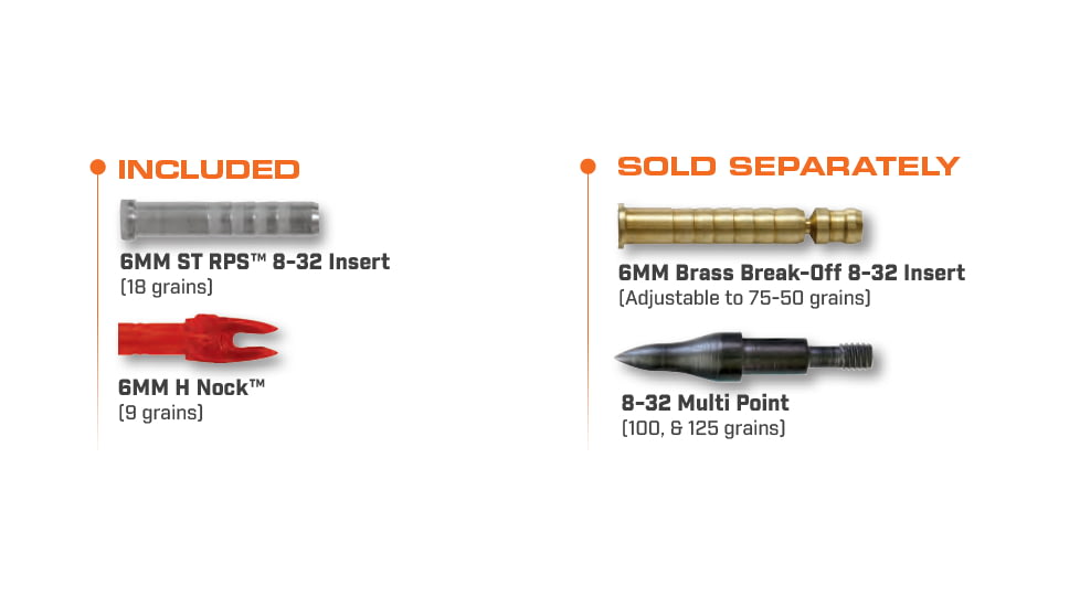 Easton Arrow Sonic 6.0 500 w/2in Bully Vanes 6-pack, 330642