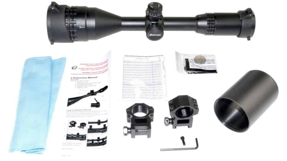 Eastvale Eastvale 3-9X50 AOL Scope, 1 in Tube, RGB Mil Dot Range Estimator Reticle, Black, EV3-9X50AOL