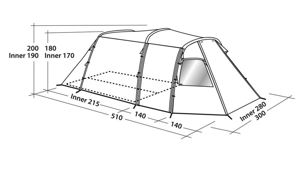 Easy Camp Huntsville 500 Tunnel Tent - 5 Person, 3 Rooms, Light/Dark Blue 120266
