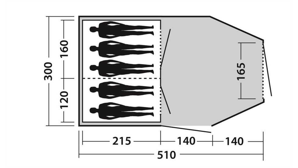 Easy Camp Huntsville 500 Tunnel Tent - 5 Person, 3 Rooms, Light/Dark Blue 120266